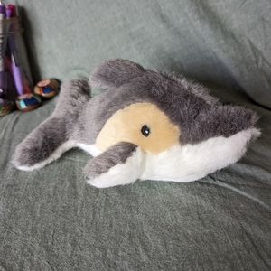 Dolphin Plush 10" Bottle Nose Stuffed Animal Circus Circus Toy Gray White Tan